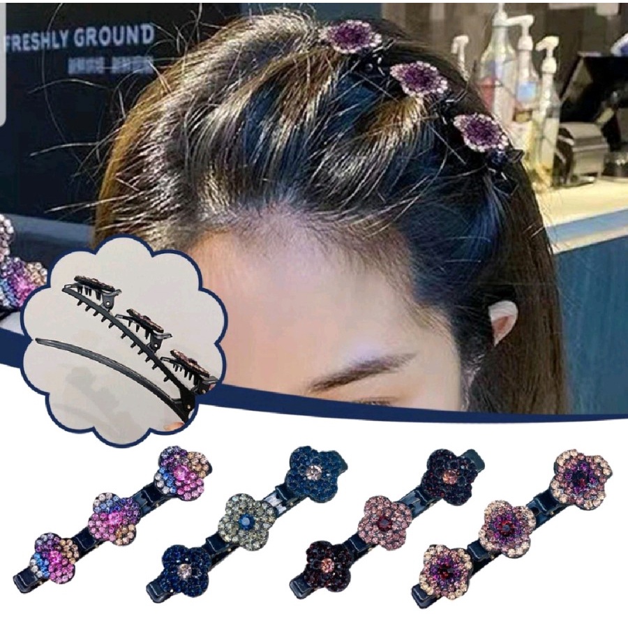 J06 JEPIT RAMBUT PONI GAYA KOREAN CANTIK MODEL BUNGA PERMATA GAYA KEKINIAN - BDC