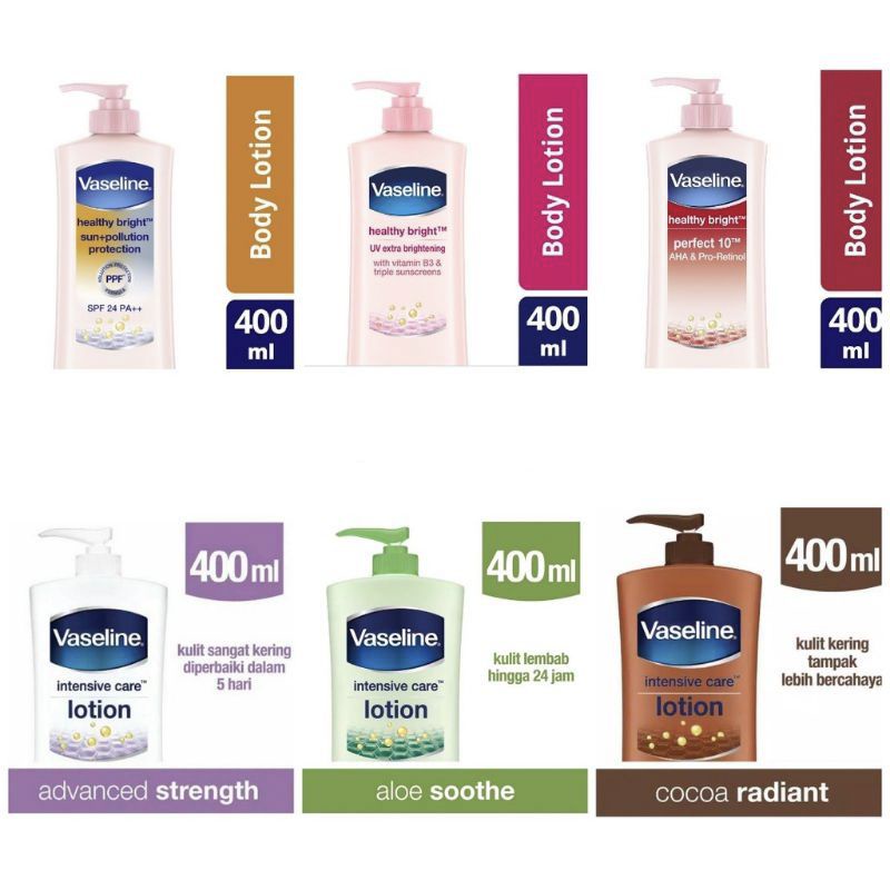 vaseline body lotion 400ml, hand body lotion 400ml