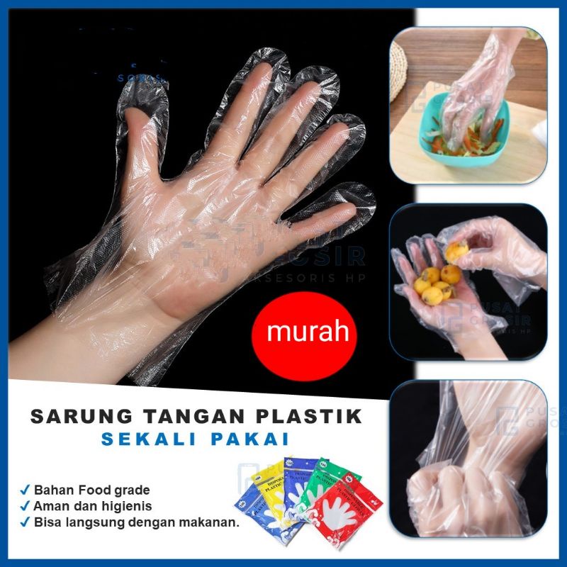 Sarung Tangan Plastik Sekali Pakai Ecer Disposable Plastic Gloves