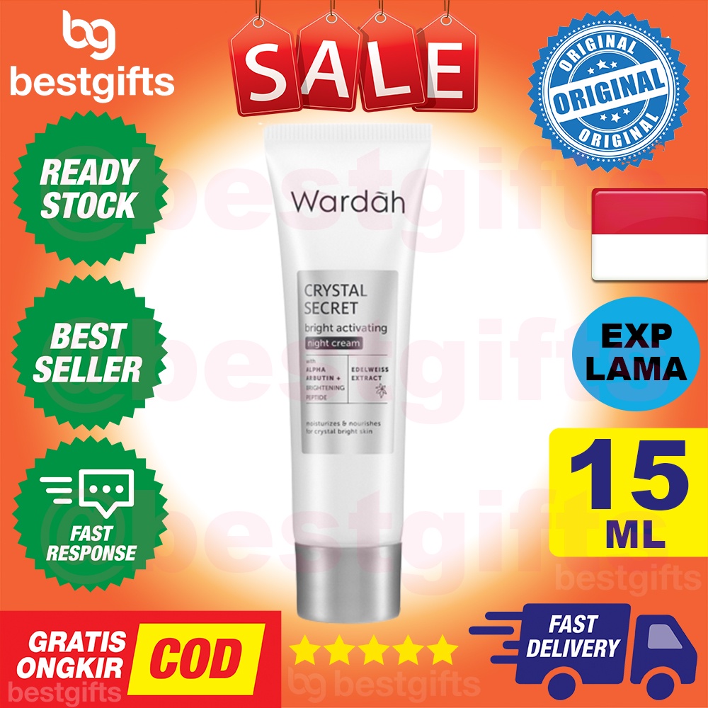 WARDAH CRYSTAL SECRET BRIGHT ACTIVATING NIGHT CREAM KRIM MALAM MENCERAHKAN 15 ML