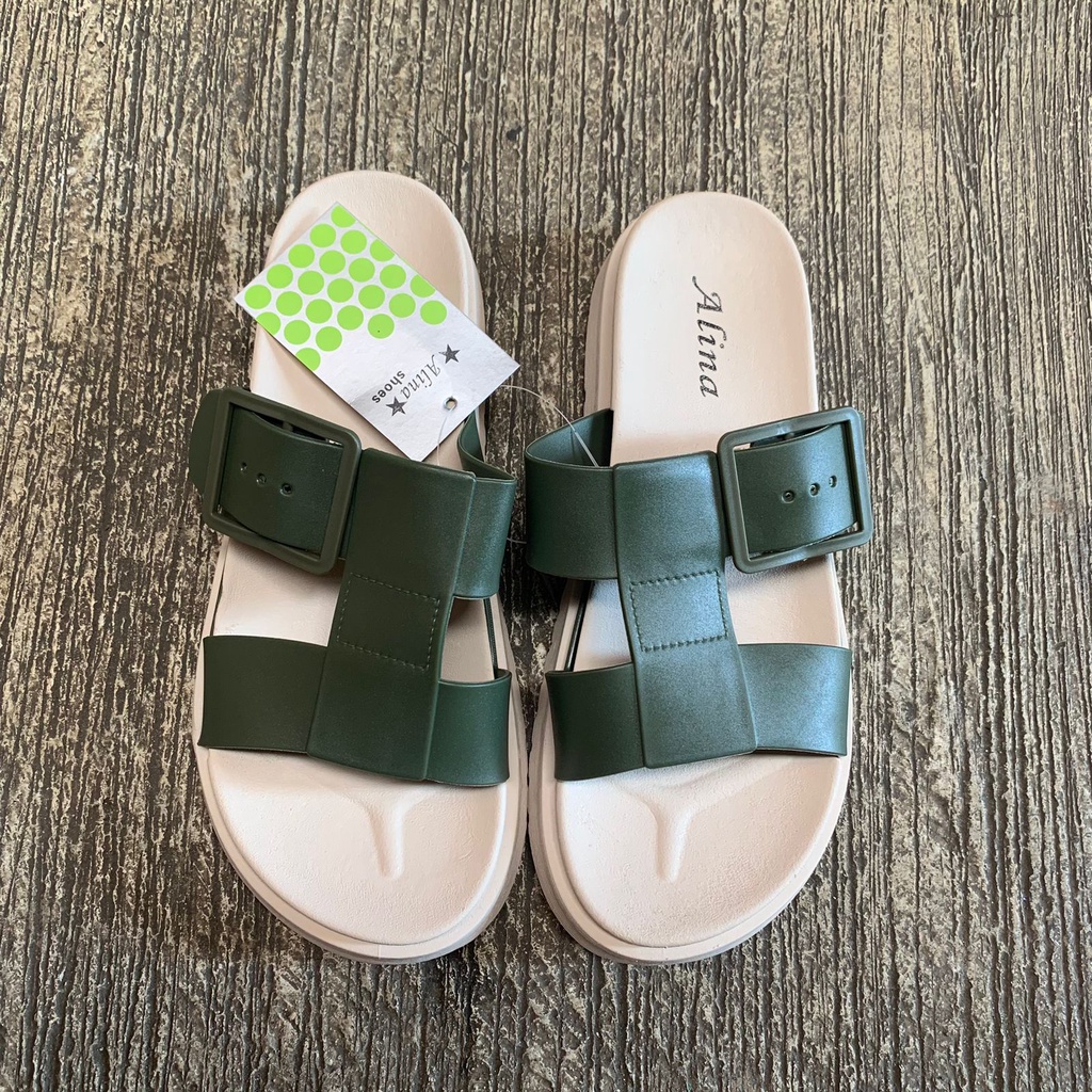 Sandal Wanita Terbaru/Sendal Selop Karet Jelly Import Alina 899 Gesper/Sendal Korea Import