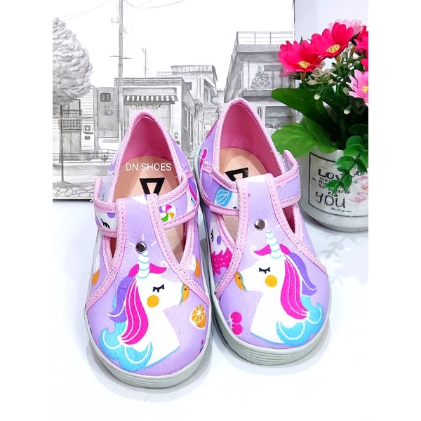 Sepatu Anak Perempuan Sepatu Flat Shoes Anak Sepatu Pesta Anak Lucu Karakter Unicorn Ungu Cute Murah