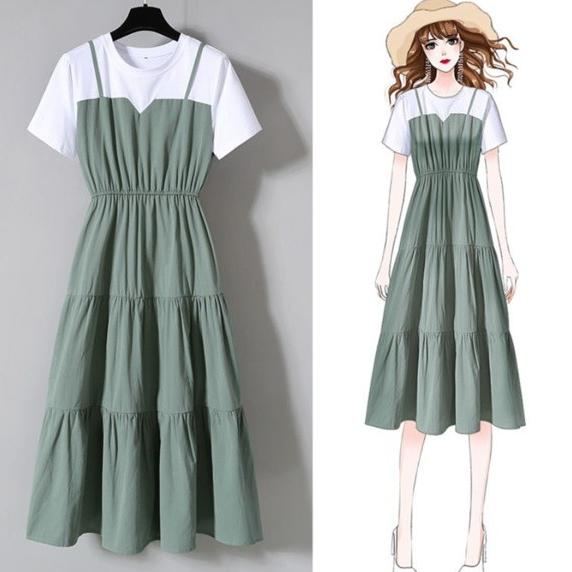 Dress Korea/ Dress Import/ Model Menyatu/ Long Dress Korea Style