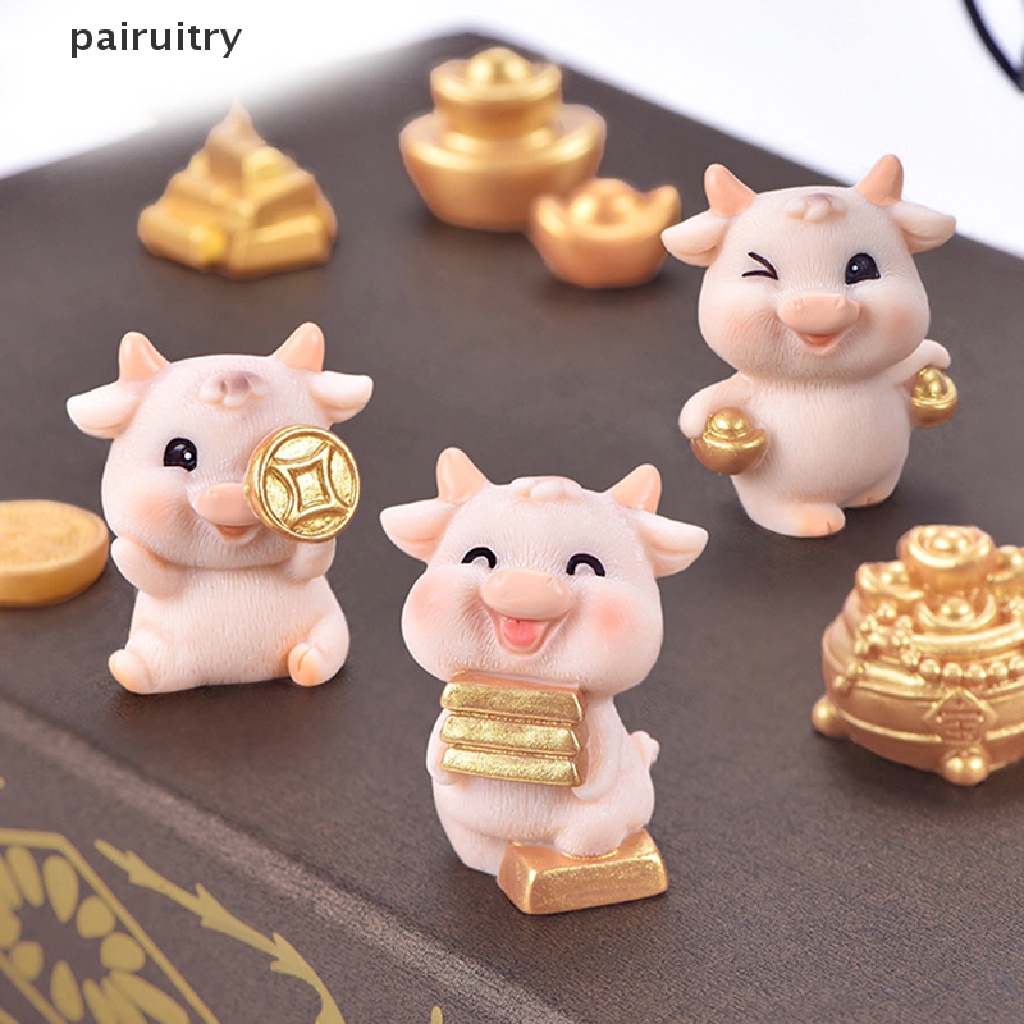 Prt DIY Mini Miniatur OX Ornamen Taman DIY Dekorasi Aksesoris Rumah Boneka Ternak PRT