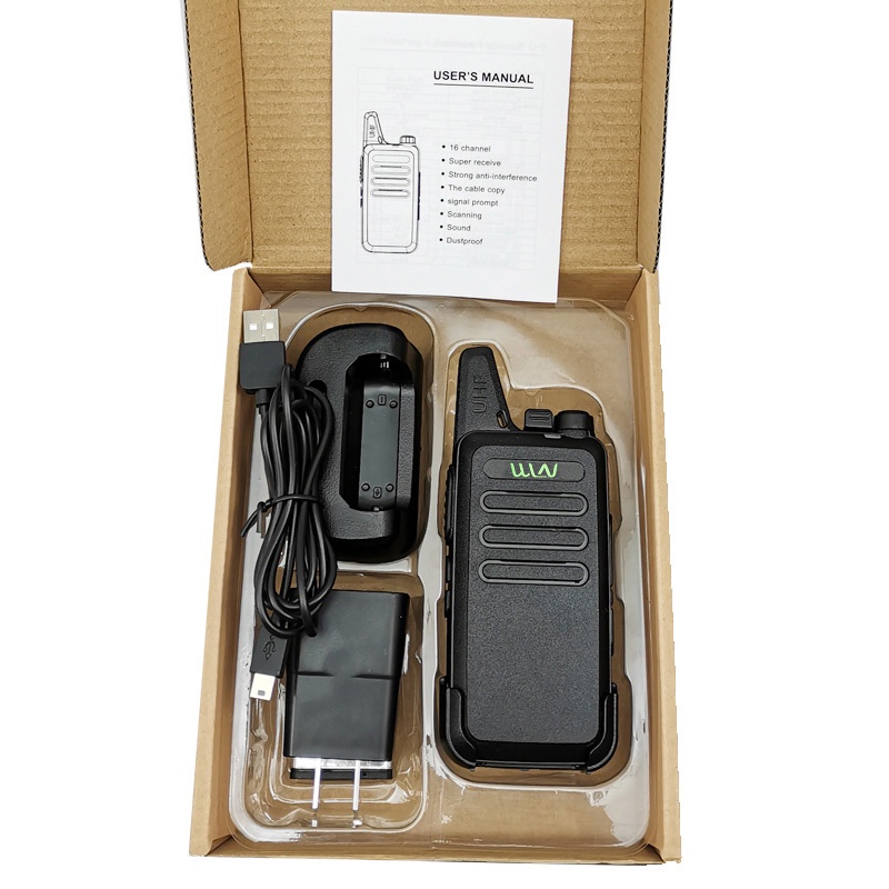 HT WLN C1 UHF Peralatan Komunikasi Anti Jatuh Kasar Luar Ruangan Jarak Jauh Nirkabel Dua Arah 400-470Mhz  Walky Talky 16 Channel Walkie Talkie (Hitam/Army)