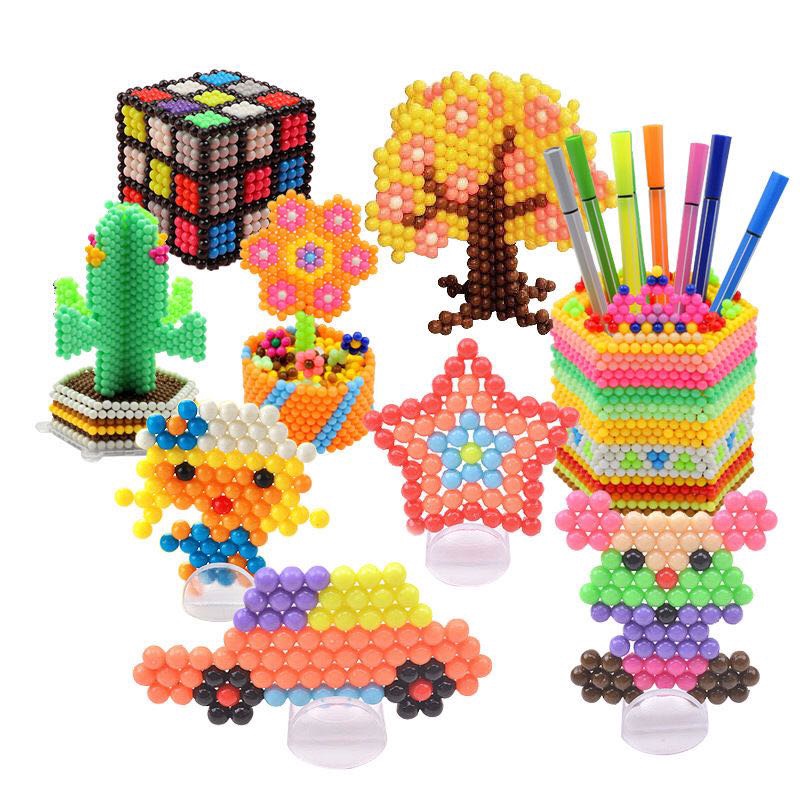 Mainan anak-anak 1500PCS Puzzle DIY Air Sihir Aquabeads Semprot Kabut Kacang Kreatif Pendidikan Mainan Anak Hadiah Menyenangkan dengan Banyak Aksesoris (+ Stiker Gratis)