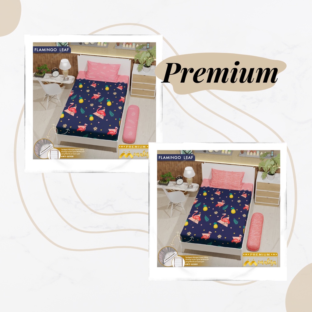 Monalisa Premium Sprei Uk 90/100/120 - Flamingo Leaf