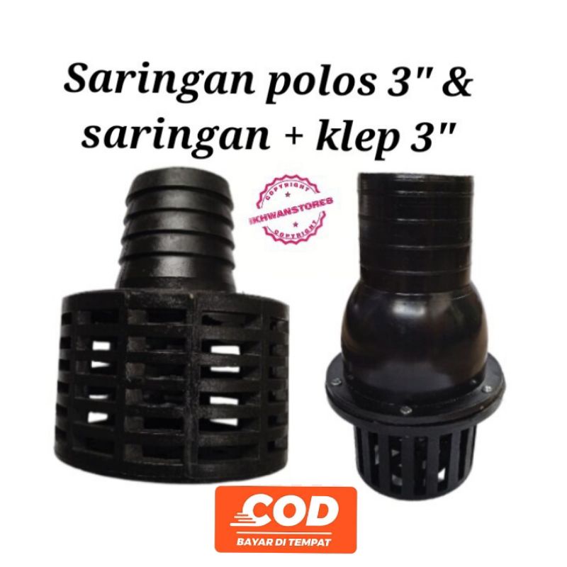 Saringan Polos 3" & Saringan Air + klep Mesin pompa Air Alkon  3ichi