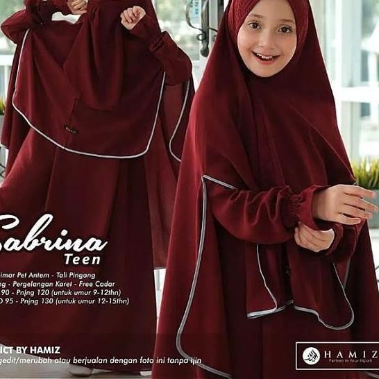 ✺✺ SABRINA TEEN SYARI gamis anak remaja set khimar wolfis original cadar niqab HAMIZ