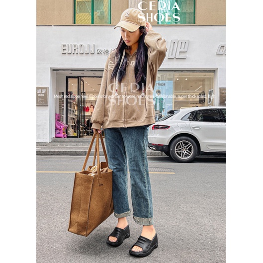 EVA Sandal Slop Wedges Platform Wanita Import Slipper Korean Super High Heels Bahan Karet Spons Ringan Tinggi 9 Cm Rubber Non-Slip Empuk Elastis BALANCE 808