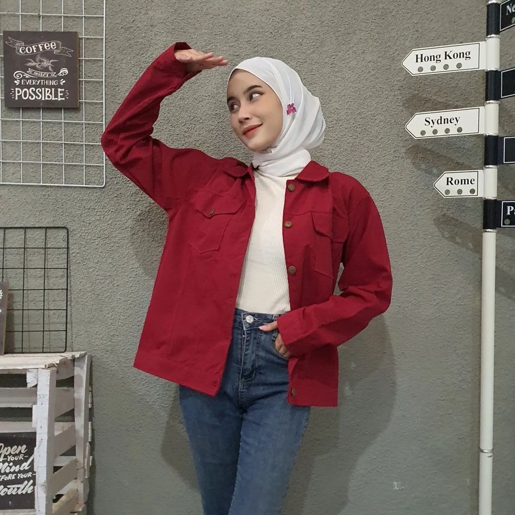 Oversize basic jacket | jacket wanita | outer hits wanita