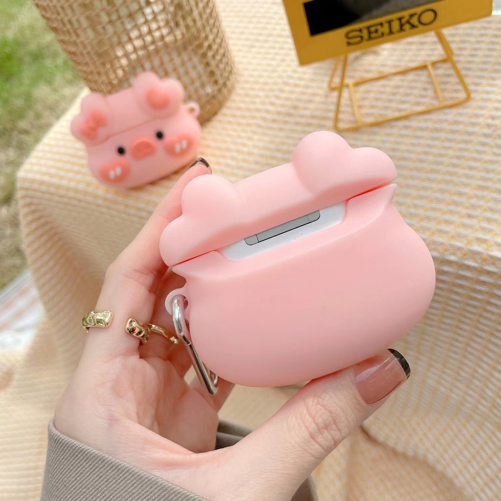 3d Lucu Kartun Cinta Hati Babi Merah Muda Earphone Bluetooth Soft Case Penutup Pelindung Untuk Airpods1 2 3 Pro Airpods3 I12 i13 Inpods 12 13 Pro TWS