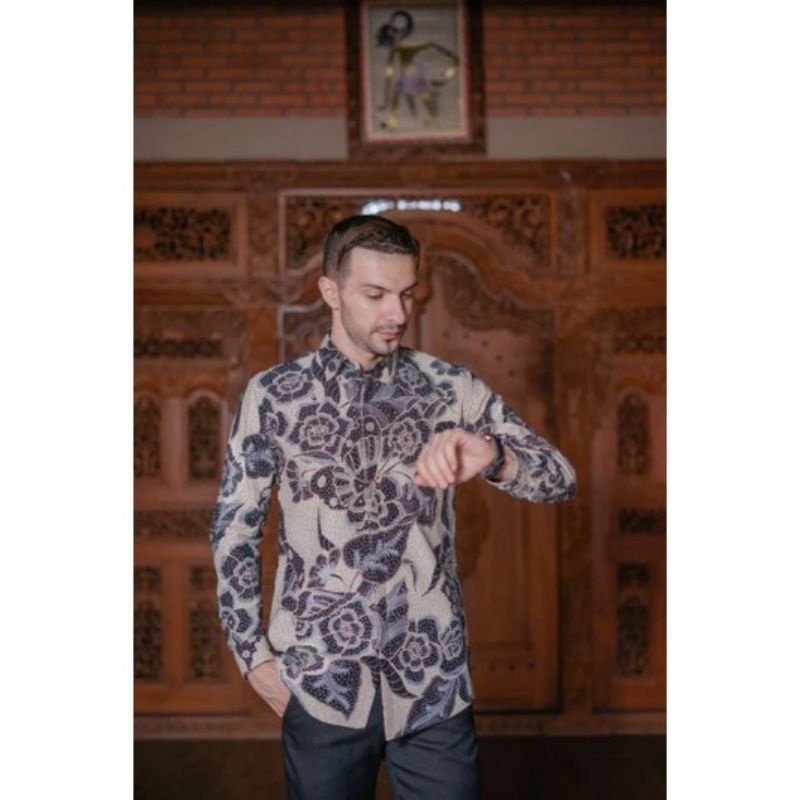 Kemeja Batik Pria Lengan Panjang Slim Fit Premium Modern Full Furing KUPU EMAS