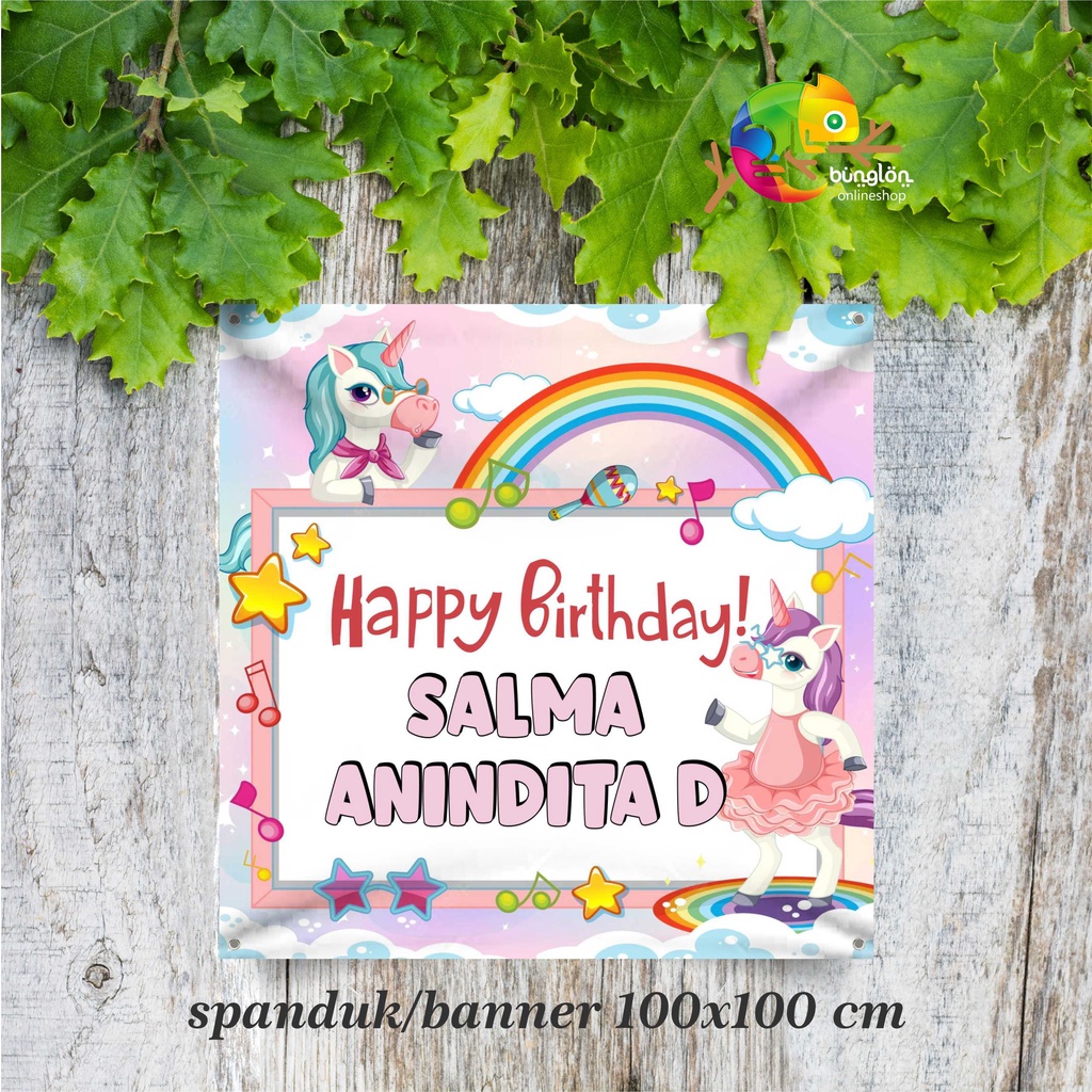 Spanduk Banner Ulang Tahun Unicorn Free Desain