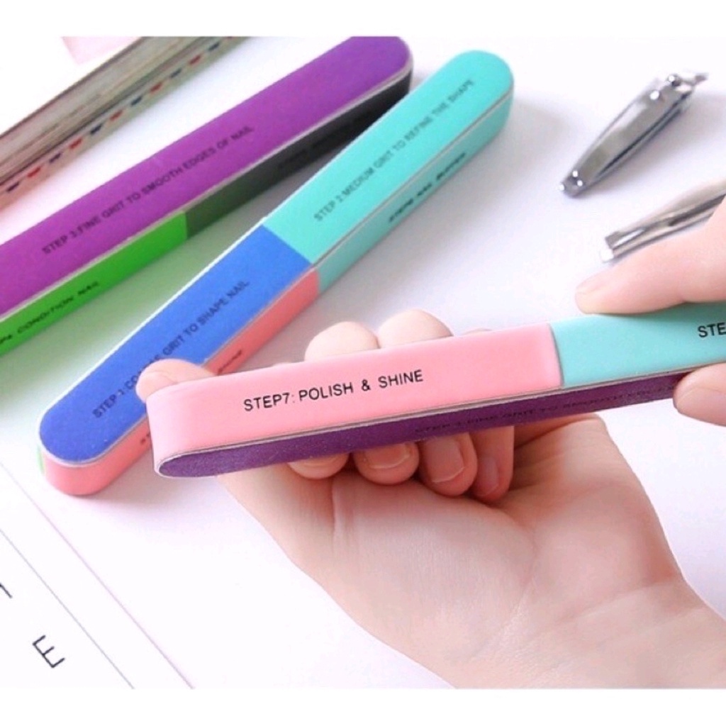 amplas kuku kilap 7 step asahan kuku 7in1 alat manicure pedicure kikir kuku kilap-7 step