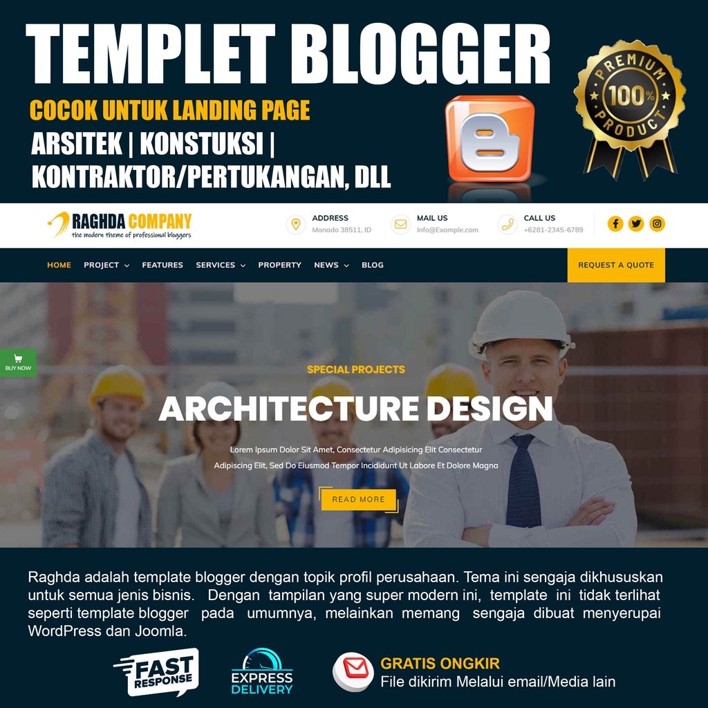 Template blogger Arsitek atau Konstruksi | Template Blogspot