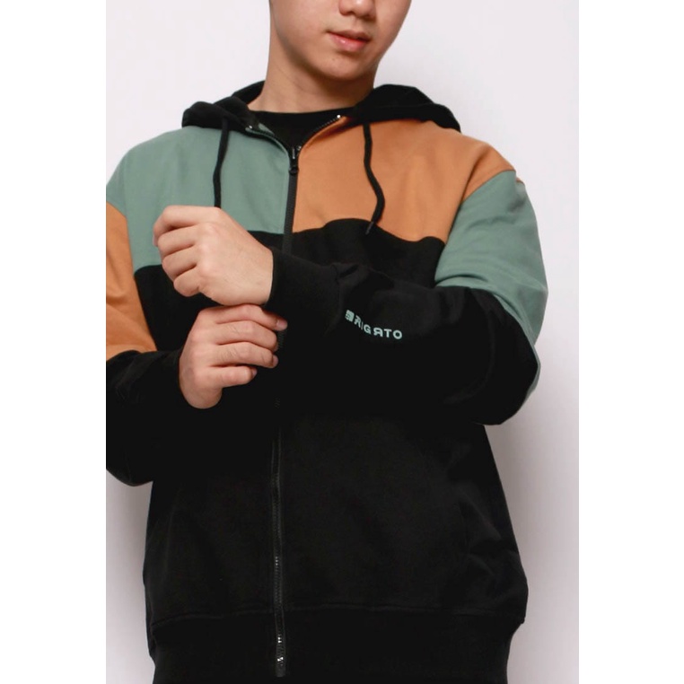 Rigato Hoodie Jacket Color Blocking / Jaket / Hoodie