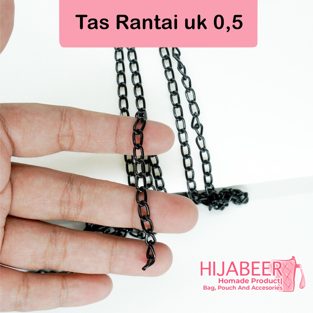 Tali Rantai Tas Uk 0.5 cm Hitam Panjang 110cm Aksesoris Tas Selempang Wanita