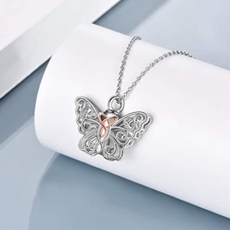 Butterfly Guci Kalung Untuk Abu925 Sterling Silver Celtic Knot Butterfly Pendant Cremation Kenang Kenangan Kalung Untuk Wanita Perhiasan
