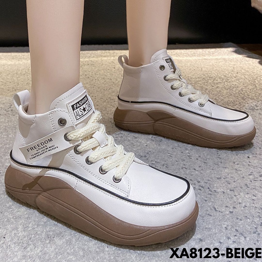 SEPATU SNEAKERS WANITA DESAIN SIMPLE ELEGANT GAYA BOOTS KOREA NICE BAHAN PU IMPORT A8123