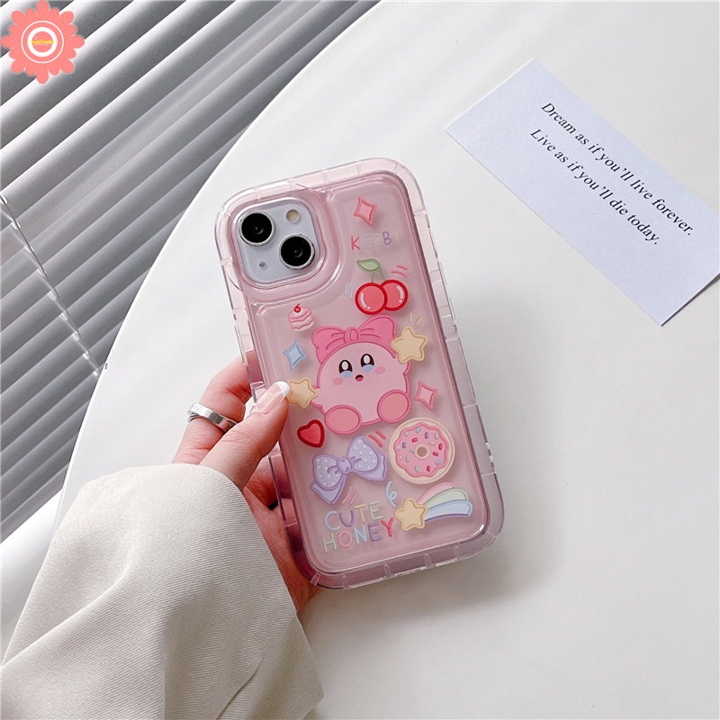 Casing Airbag Shockproof Kompatibel Untuk iPhone 7plus 11 14 13 12 Pro MAX XR 78 6 6S Plus X XS MAX Beruang Strawberry Lucu Kirby Cherry Candy Kartun Stiker Lembut TPU Phone Cover