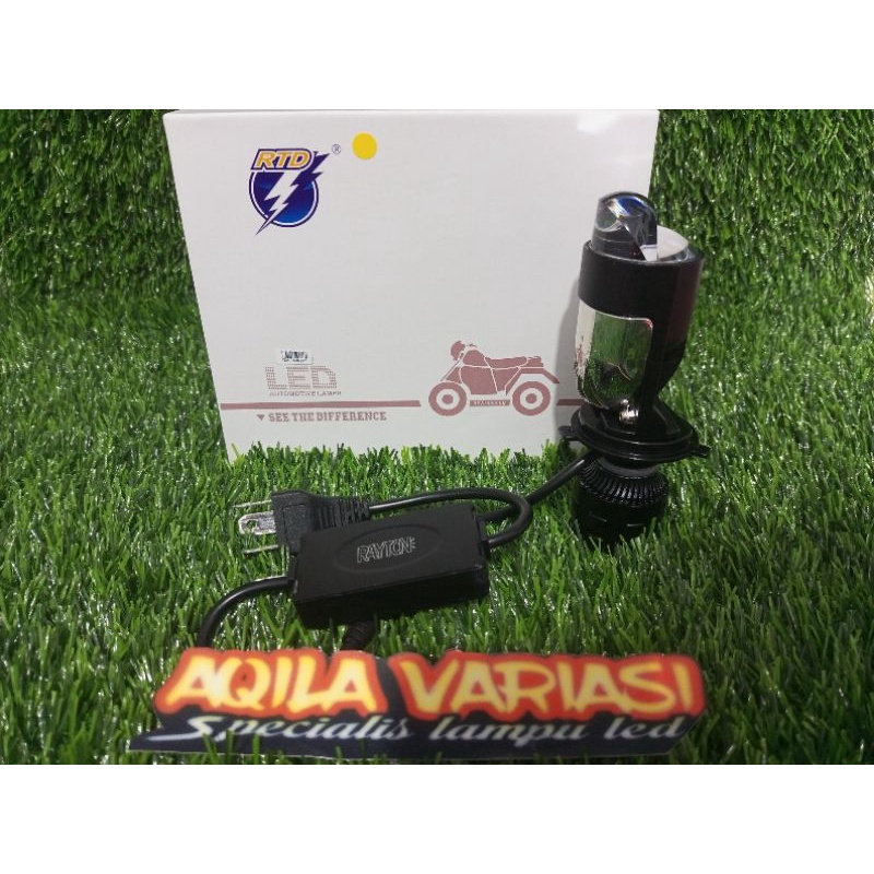 Lampu utama LED RTD MO1X  mini projektor H4 lens cut of motor mobil