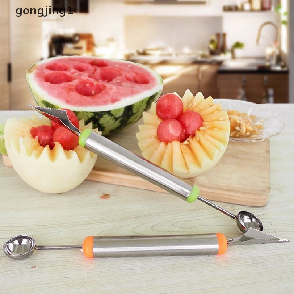 Ggg New Stainless Steel Ice Cream Double-End Scoop Spoon Melon Baller Cutter Buah ID