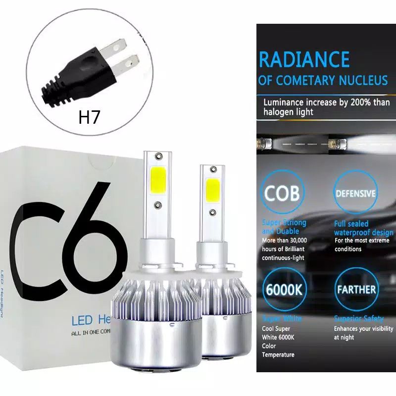 FOGLAMP LAMPU LED C6 HEADLAMP H7 HIGH QUALITY C6 COOLING SYSTEM