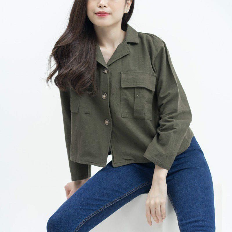 Kemeja wanita OUTER LINEN Premium Oversize Kemeja Wanita Terbaru