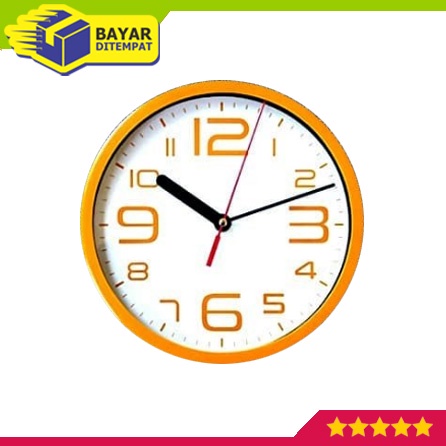 Jam Dinding Tembok Analog Orange Putih 2018