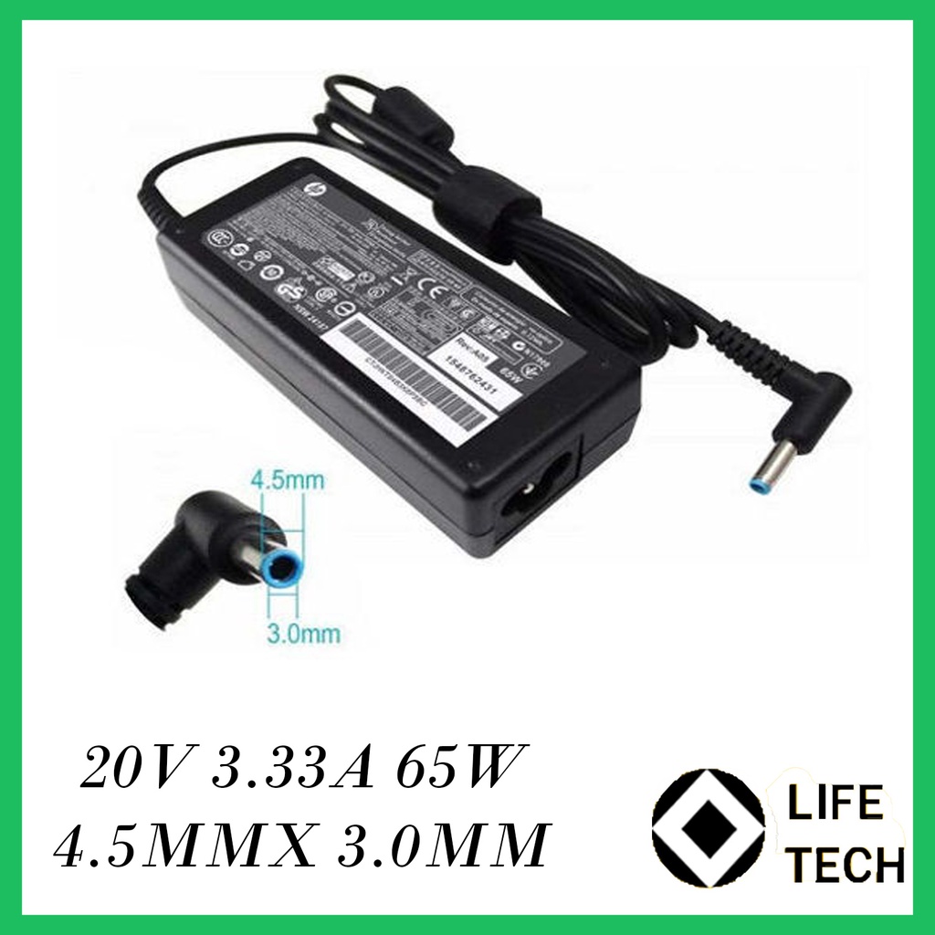 ADAPTOR Laptop HP 19.5V 3.33A 65W 4.5x3.0mm HP CHROMEBOOK 14 PAVILION 15 15Z 210 215 240 242 245G3 255 340 350 ENVY 14 ENVY 15 ENVY 15Z ENVY 17 ENVY 20