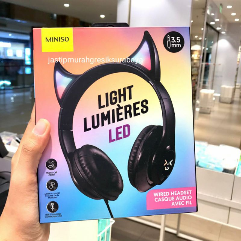 FOLDABLE HEADPHONE WITH LED LIGHT HEADPHONE MINISO EARPHONE HEADSET