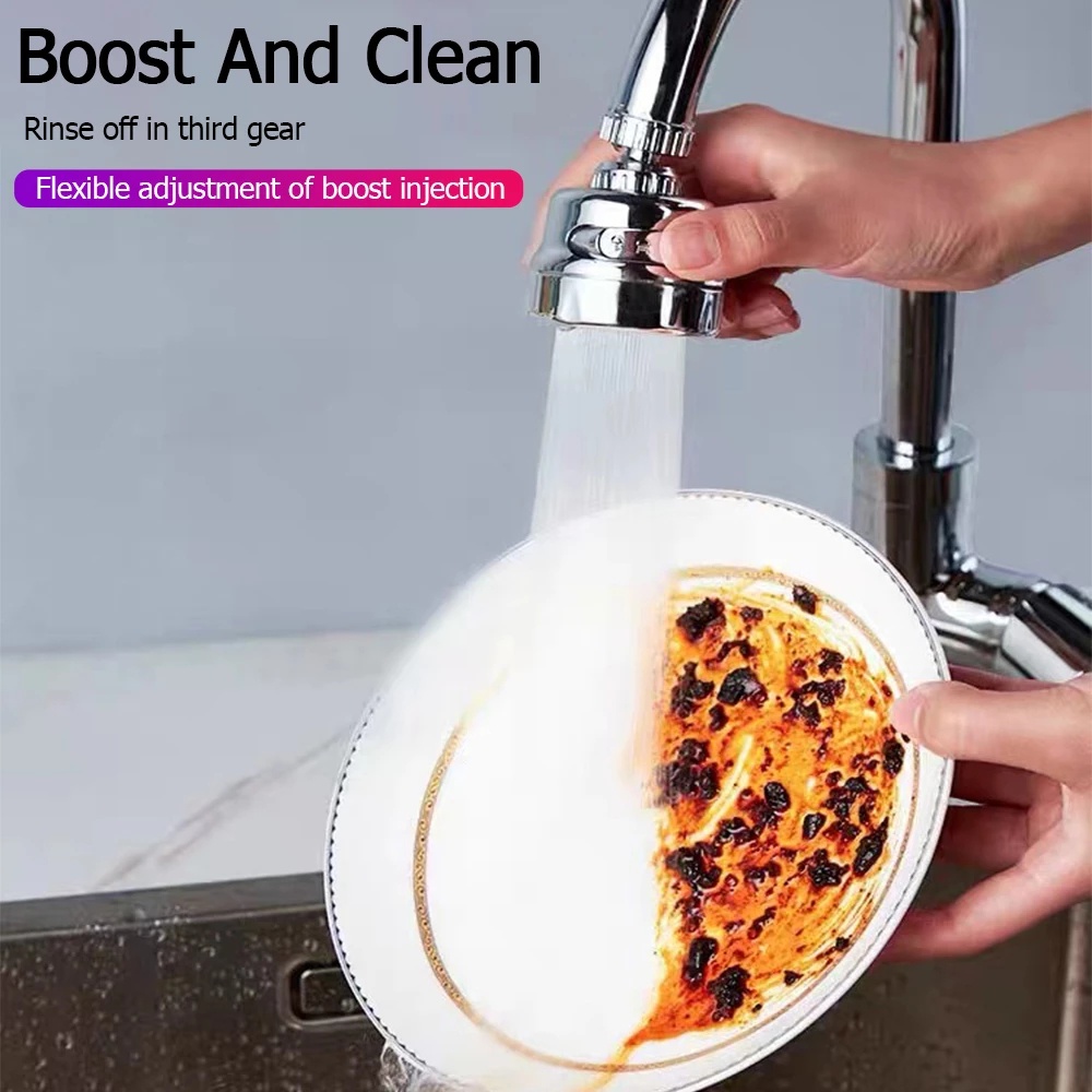 360 ° Rotating Kitchen Sink Faucet Spray Adjustable Three Gear Booster Splash Proof Faucet Aksesoris Aerator Aerator Rumah Tangga Umum