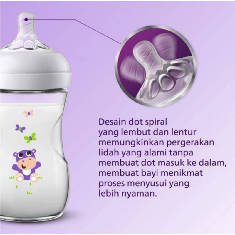 Philips Avent Natural Bottle Tiger / Hippo/ Flamingo - Botol Susu Avent Natural 260 ML