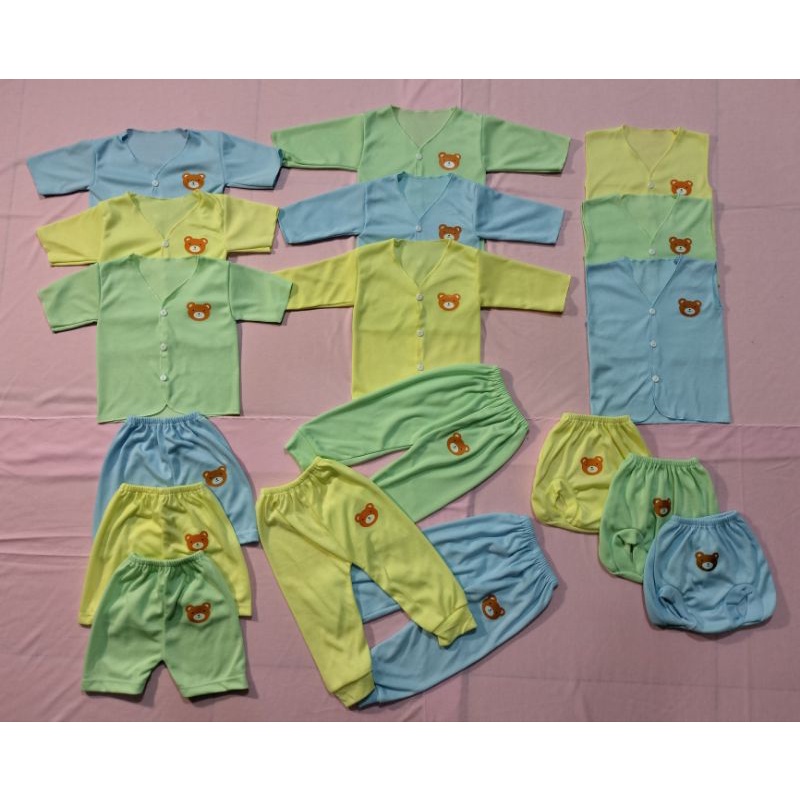 18Pcs Paket Hemat 9 setel Baju +Celana Bayi Seri coklat