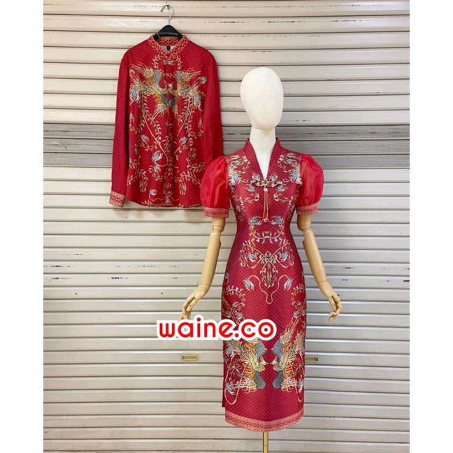 Premium Couple Cheongsam Dress Kemeja Waine.co M L XL Import