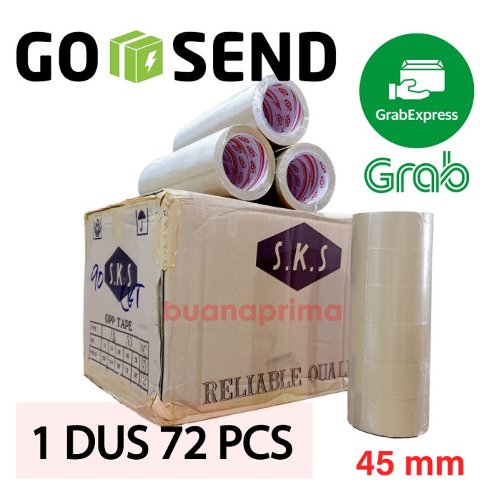 

KHUSUS GOJEK Lakban SKS 1 Dus isi 72 Coklat Bening 45 mm x 90 yard