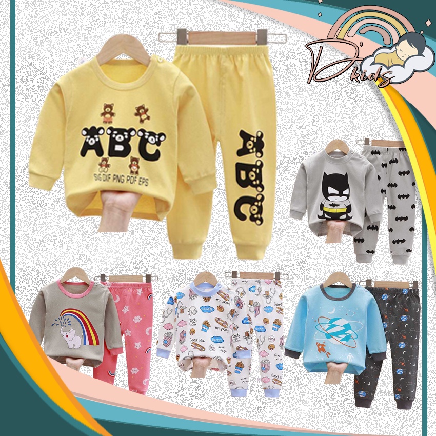 ❤️ 𝐃𝐤𝐢𝐝𝐬 ❤️ BJ001 COD Baju Lengan Panjang Premium Anak Bayi Piyama Jumper Jumpsuit Celana Tidur Fashion Setelan Anak Perempuan Laki Laki Baju Pijama COD
