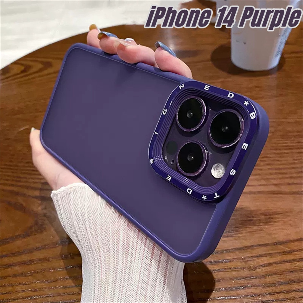 Casing Pelindung Lensa Kamera Premium Mewah Case iPhone 14 Pro Max Plus Case iPhone 13 12 Pro Max14 Ungu Tertutup Penuh Shockproof Matte Hard Back Cover Shockproof Case