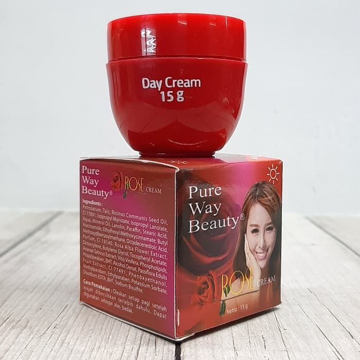 CREAM SIANG ROSE PURE WAY - CREAM SIANG PEMUTIH WAJAH - 15GR