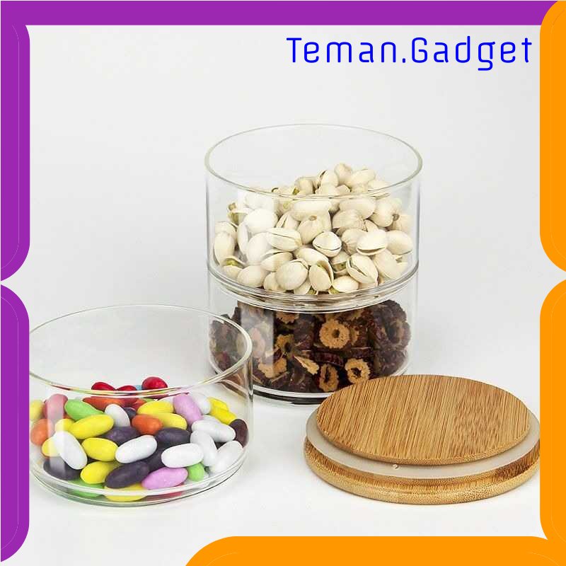 TG - DPR INTERNAUL Toples Kaca Penyimpanan Makanan Bamboo Cover 2 Layer - YS-7061