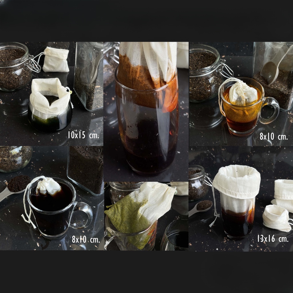 Kantong Kain Saring Premium - Solusi Mudah dan Efektif Dilengkapi Dengan Tali Dan Mudah Di Cuci Bisa Untuk Menyaring Kran Air, Susu, Kedelai, Merebus Jamu, Merebus Obat, Saringan Teh, Kantong Dupa, Rempah-rempah, Wedang Teh, Kopi Dan Saring Kran Air Juga