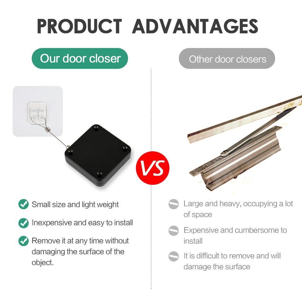 YGRETTE - Taffware Alat Tutup Pintu Otomatis Automatic Door Closer 800 G Pull TARIKAN PINTU OTOMATIS Punch Free Sliding Door Automatic Door Closer Home Improvement Multifunctional Automatic Door Closer Closer Automatic Sensor