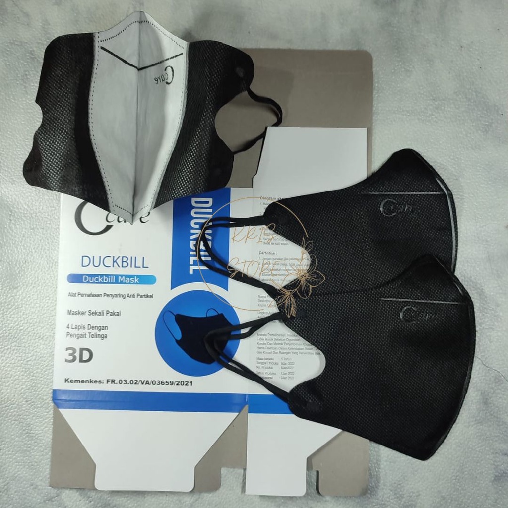 masker duckbill CCare 4ply isi 50pcs hitam dalam  putih tebal