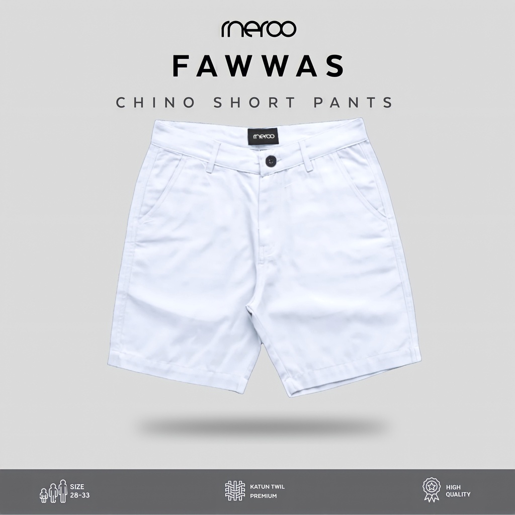 Almeroo - Celana Pendek Pria Chino Pants Katun Putih
