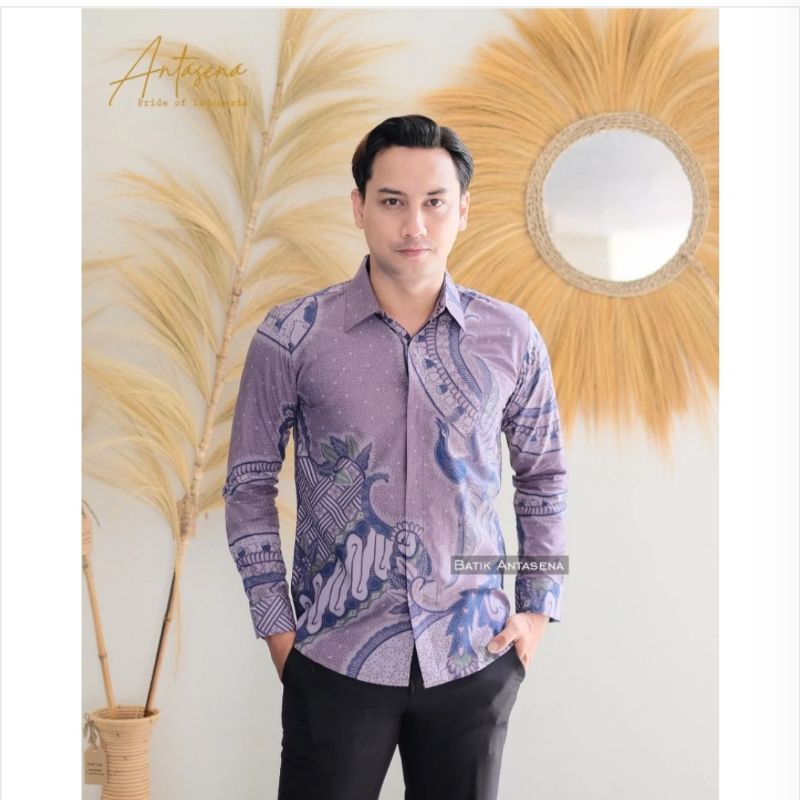 KEMEJA BATIK UNGU LAVENDER LILAC SOF batik pria lengan PANJANG PENDEK modern kemeja batik premium