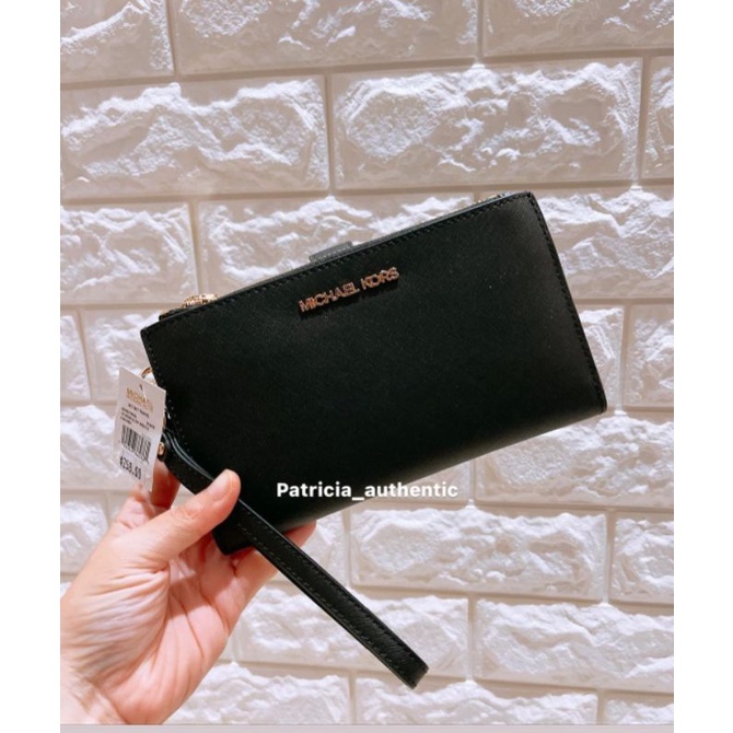 MK double zip wallet black || MICHAEL KORS
