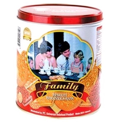 

Biskuit Family Assorted New Bulat Tin 650 GR Biskuit roti kaleng Unibis Tin 650gram lebaran