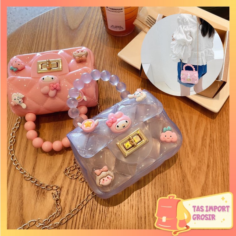 TAS IMPORT GROSIR - T5640 Jelly Bag Mutiara Fashion Korea / Tas Jelly Mini Anak Karakter / Tas Handb