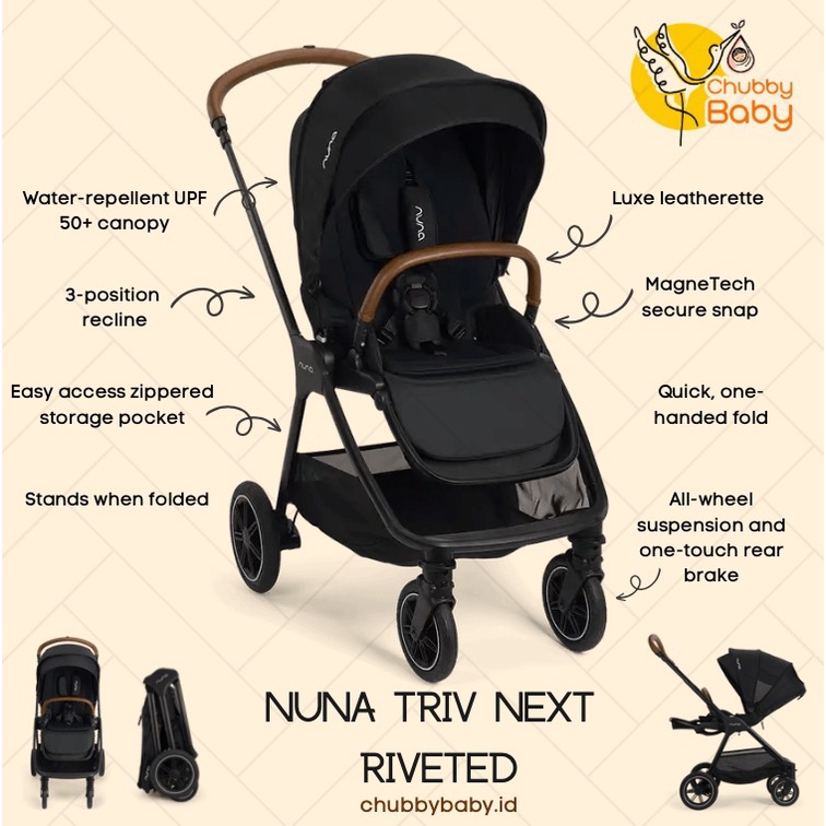 Nuna Triv Next Riveted | Compact Baby Stroller